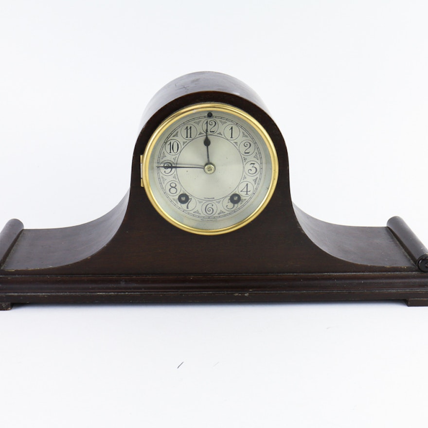 Vintage Herschede Wood Mantel Clock Circa 1915