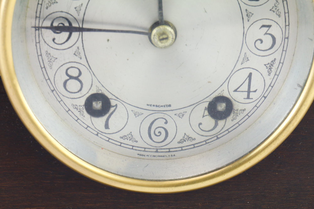 Vintage Herschede Wood Mantel Clock Circa 1915