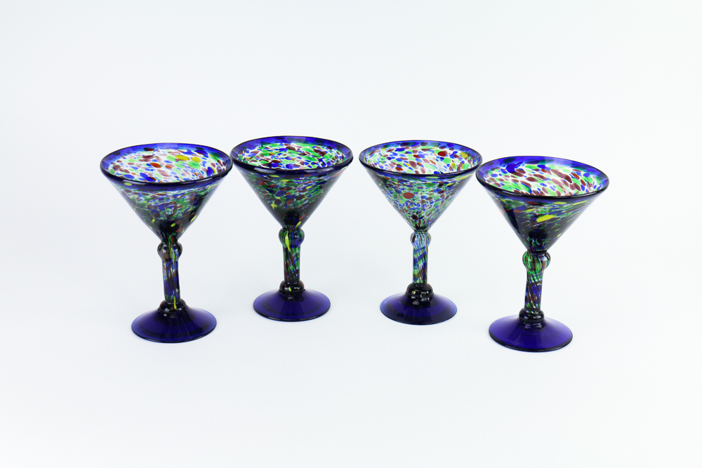 Set of Hand-Blown Martini Glasses