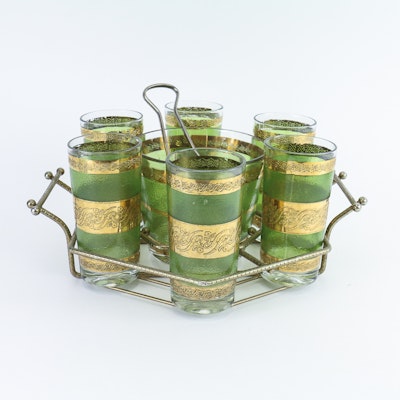 Mid-Century Culver Glass Cocktail Set with Ice Bucket Mid-Century Culver Glass Cocktail Set with Ice Bucket