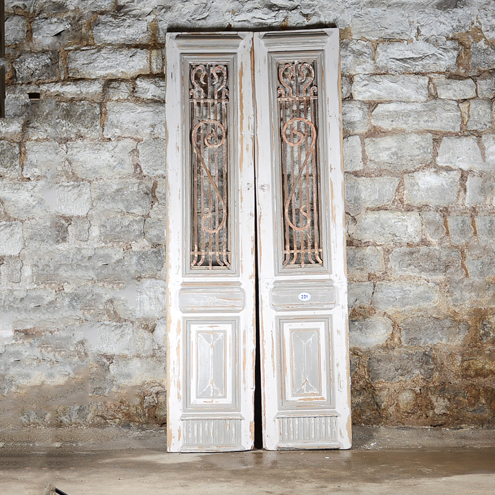 Antique Architectural Salvage Wooden Doors with Bars