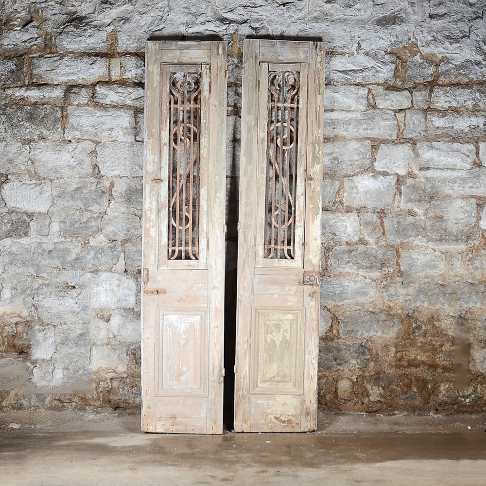 Antique Architectural Salvage Wooden Doors with Bars