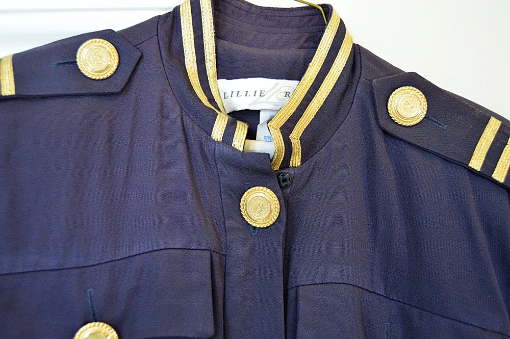 Vintage 1980s Lillie Rubin Military Style Jumpsuit