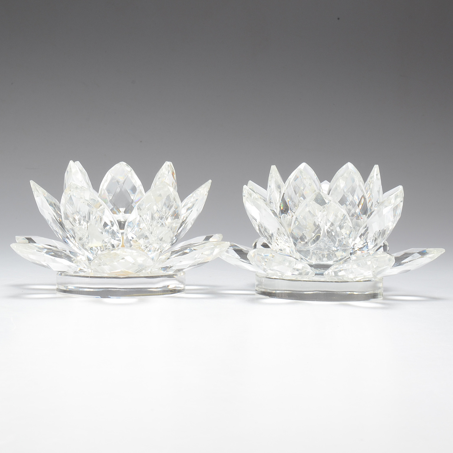 Pair of Shannon Crystal Lotus Candle Holders