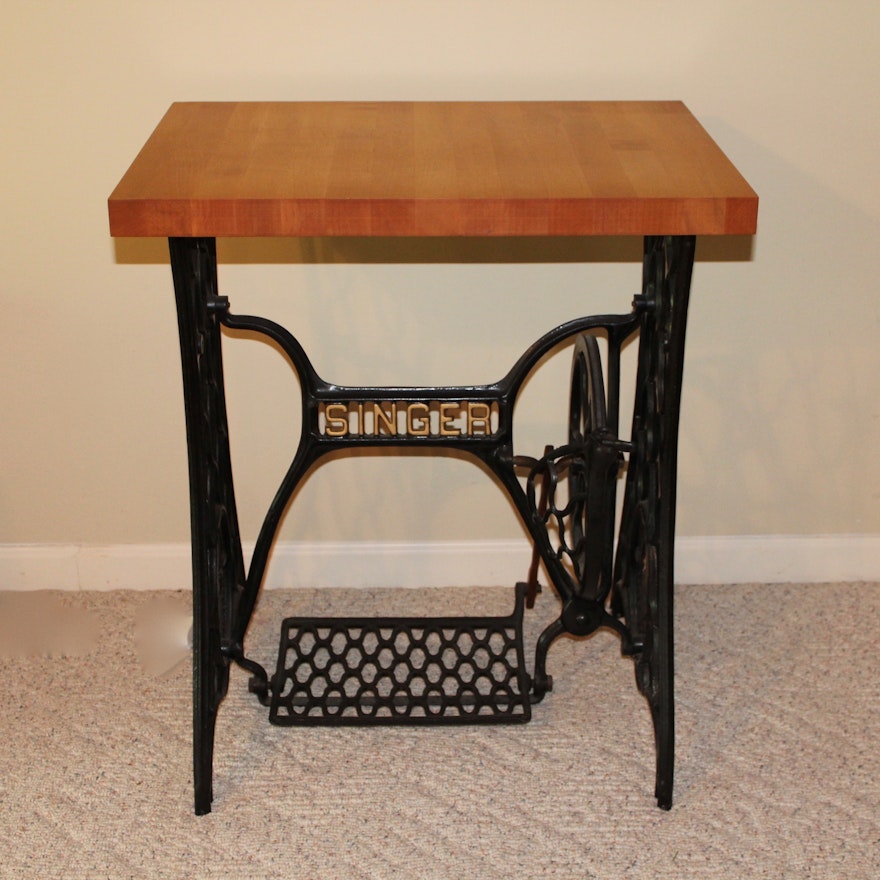 Upcycled Antique Singer Sewing Machine Table