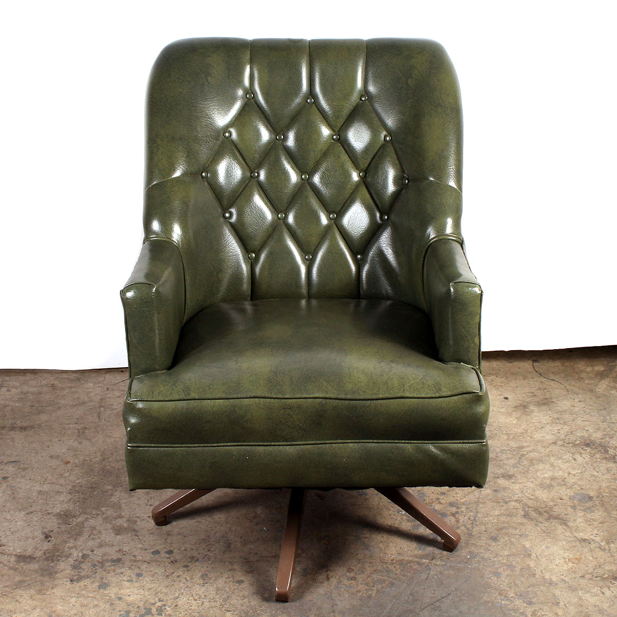 Vintage Olive Green Swivel Office Chair