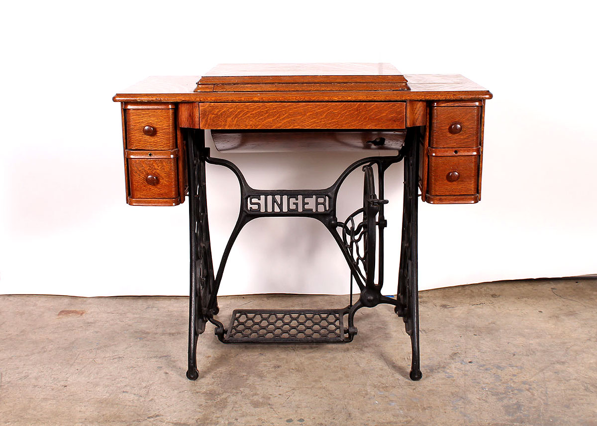 Antique Singer Sewing Machine with Desk