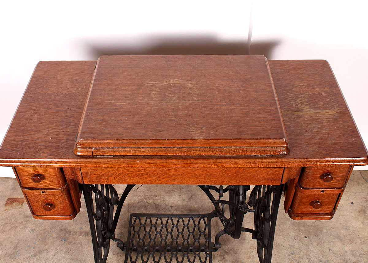 Antique Singer Sewing Machine with Desk