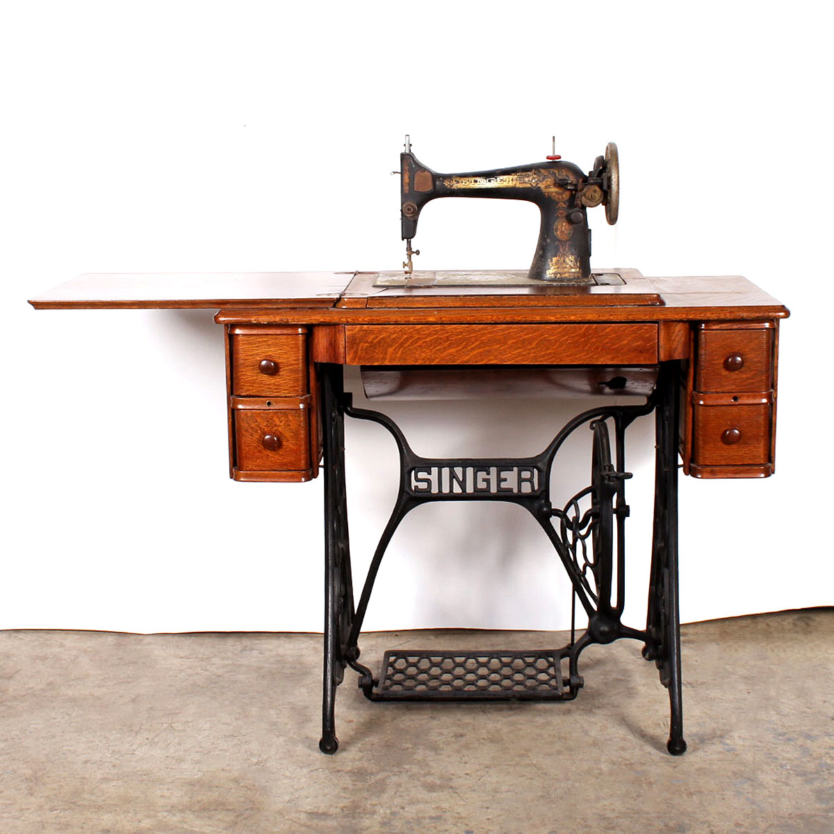 Antique Singer Sewing Machine with Desk