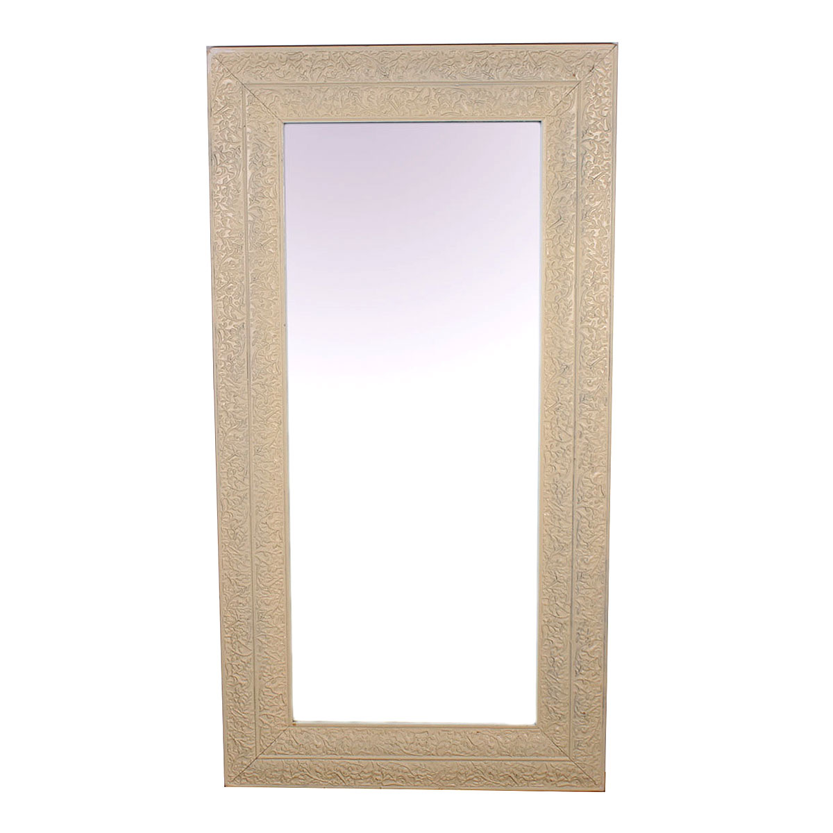 White Textured Framed Wall Mirror