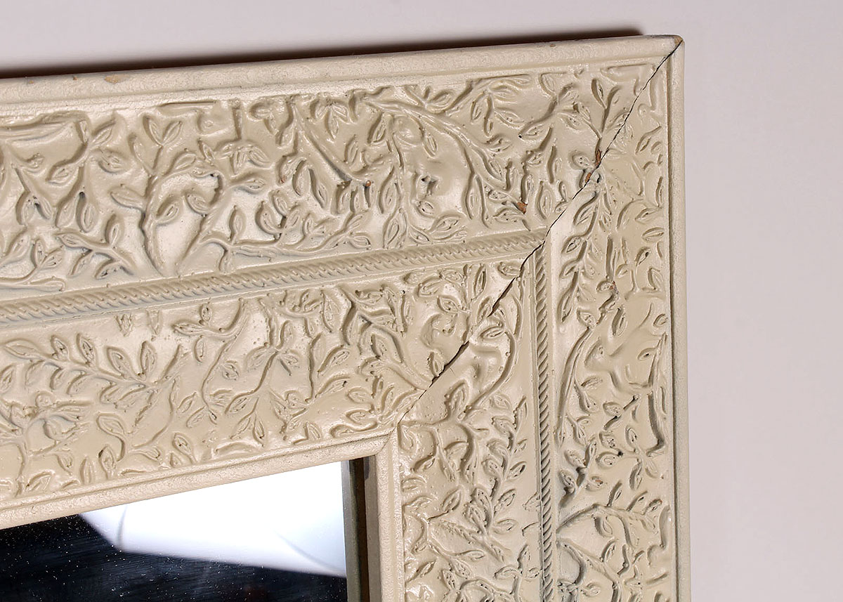 White Textured Framed Wall Mirror