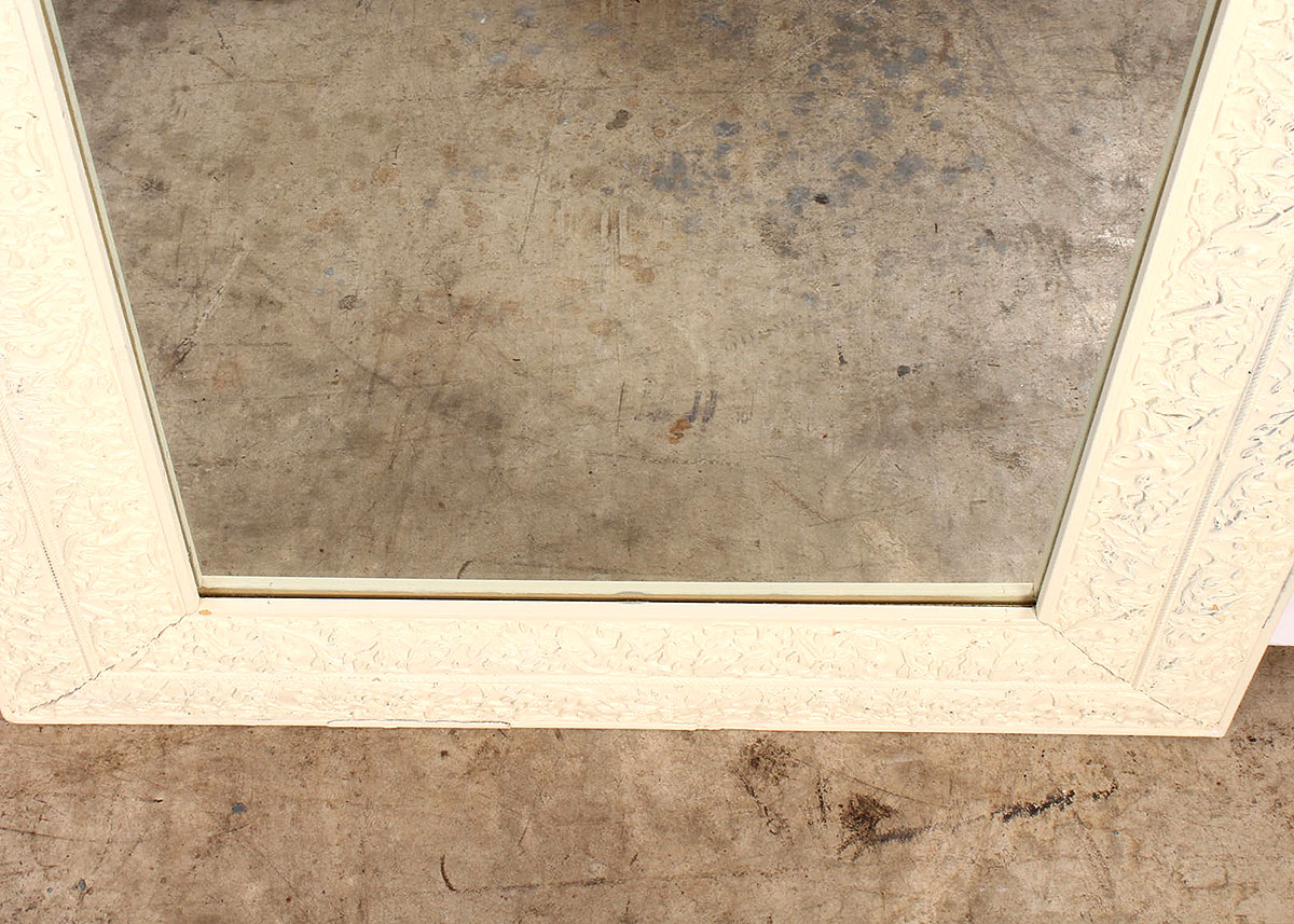 White Textured Framed Wall Mirror