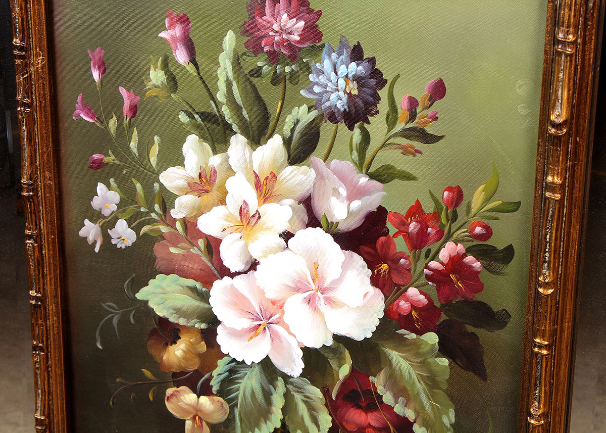 Floral Paintings in Mirrored Frames