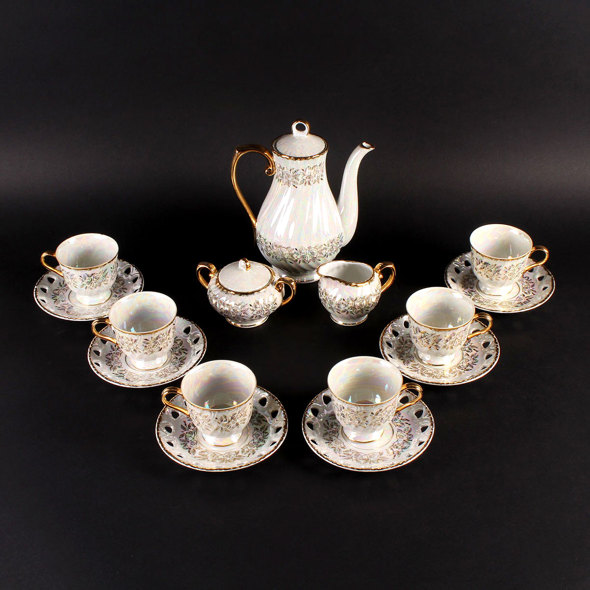 Kudo Toki "Fancy China" Lusterware Tea Set