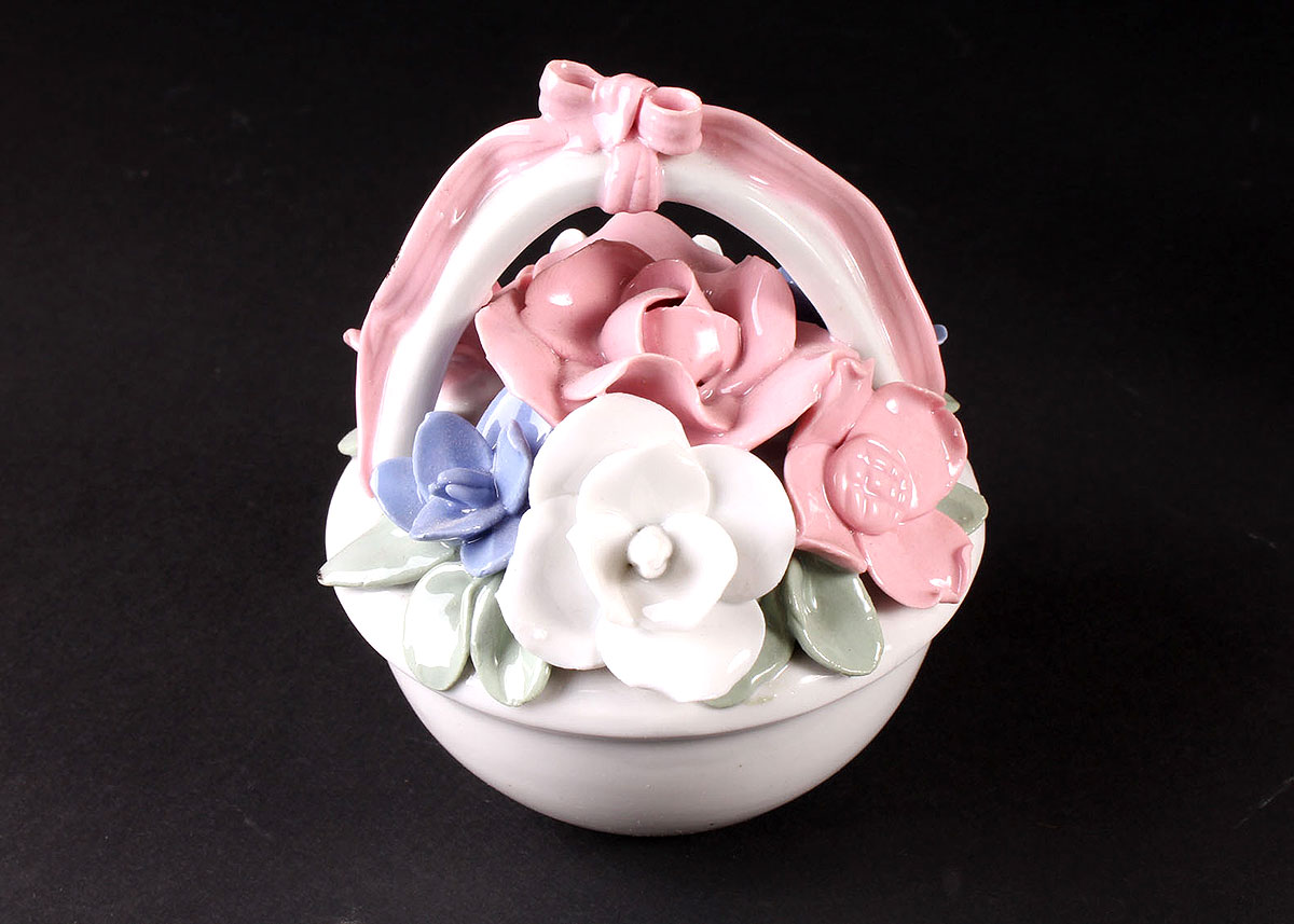 Ceramic Decor Items with Applied Flowers