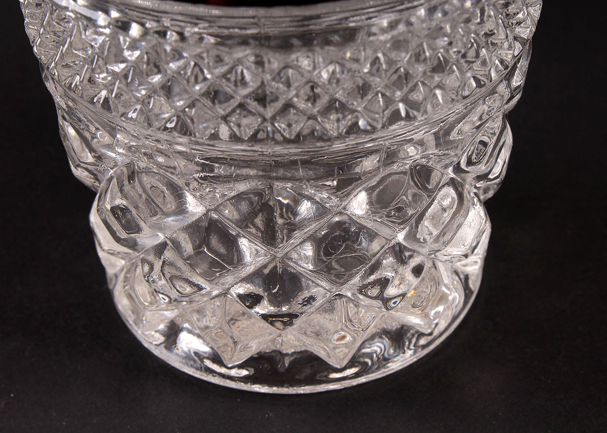 Silver Rimmed Pressed Glass Bowl and Cups