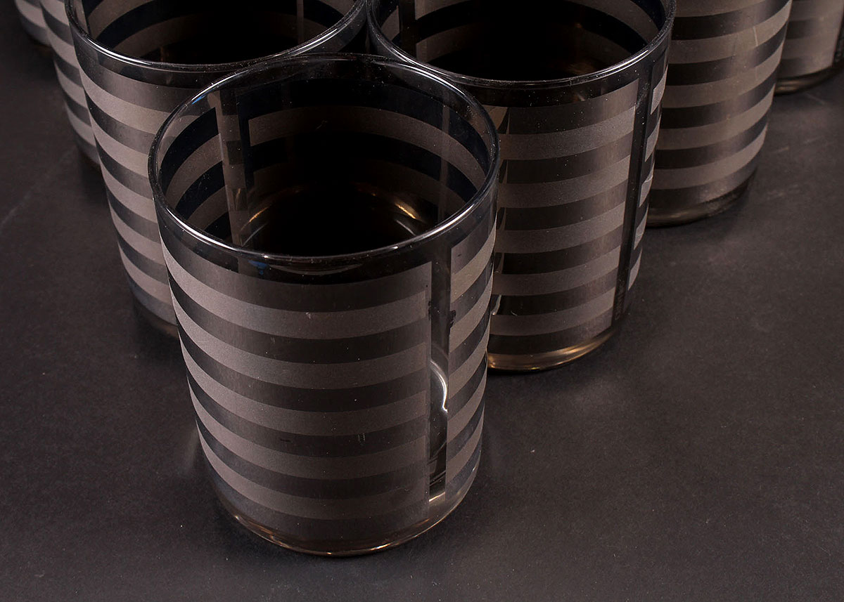 Culver Silver Tone Striped Tumblers