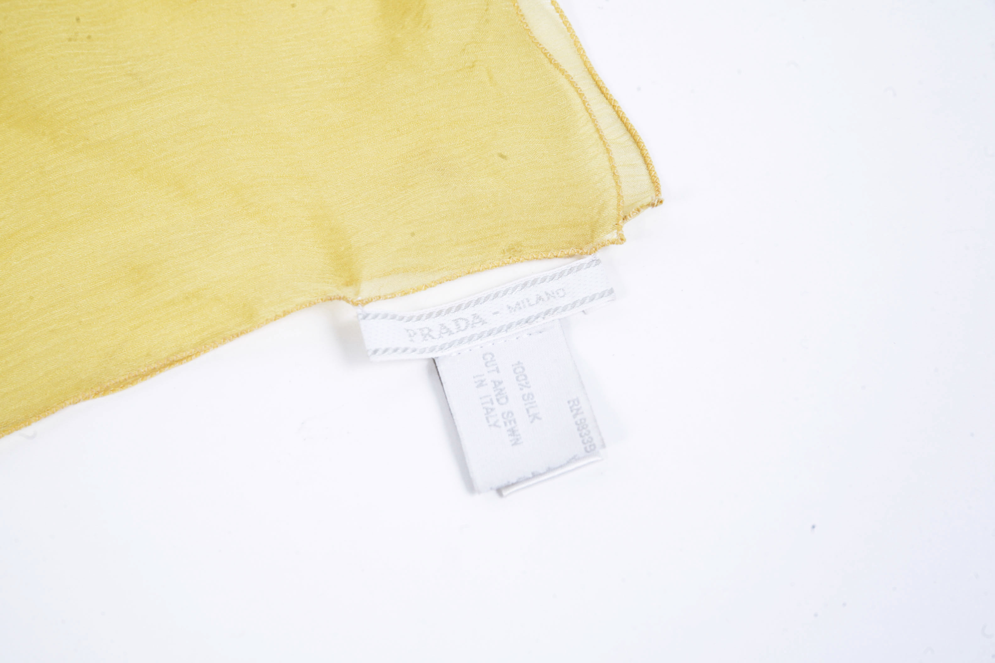 Prada Yellow and White Scarf 100% silk