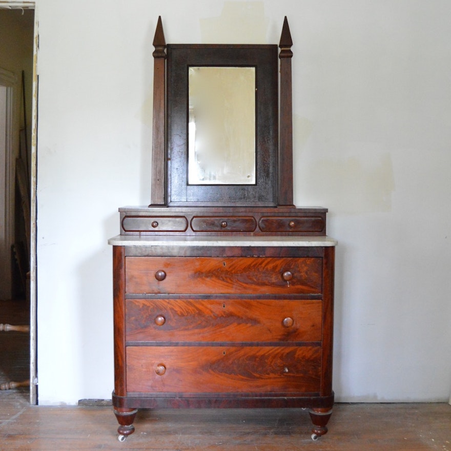 Antique Flame Mahogany Veneer Dresser