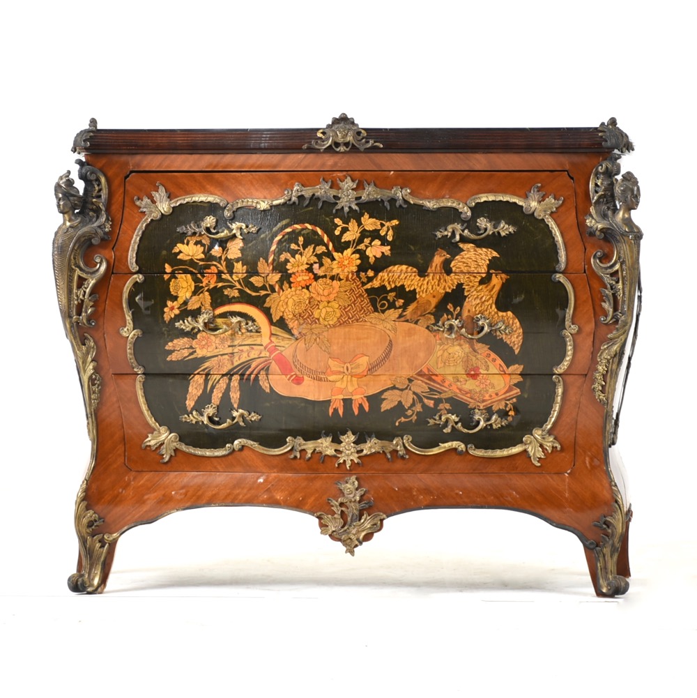 Louis XV Reproduction Marble Top Bombay Chest