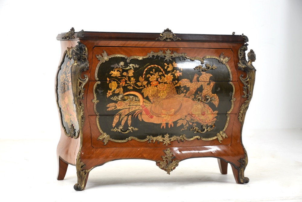 Louis XV Reproduction Marble Top Bombay Chest
