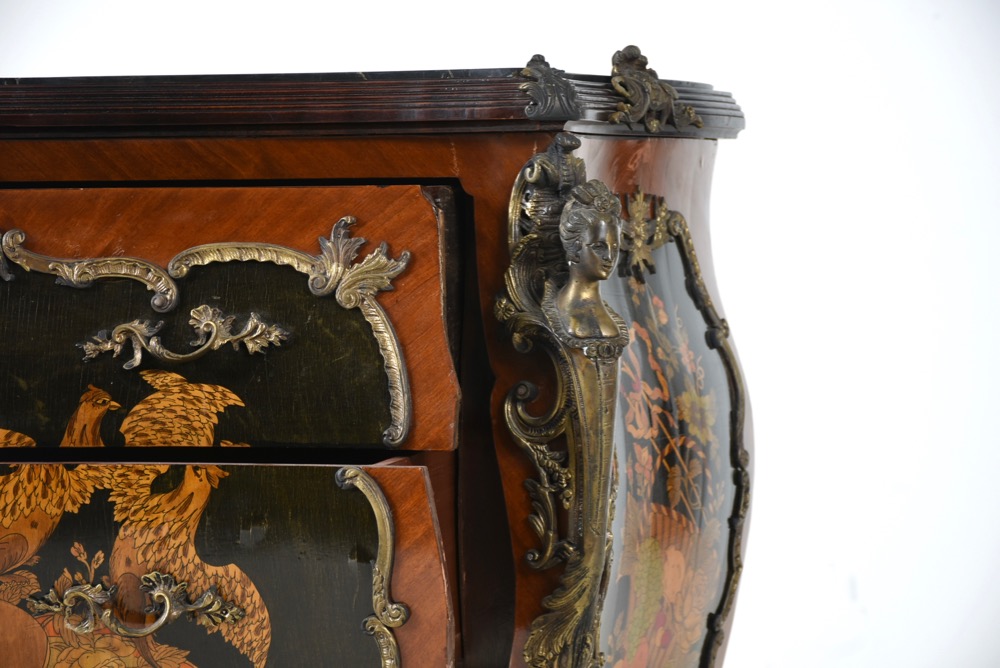 Louis XV Reproduction Marble Top Bombay Chest