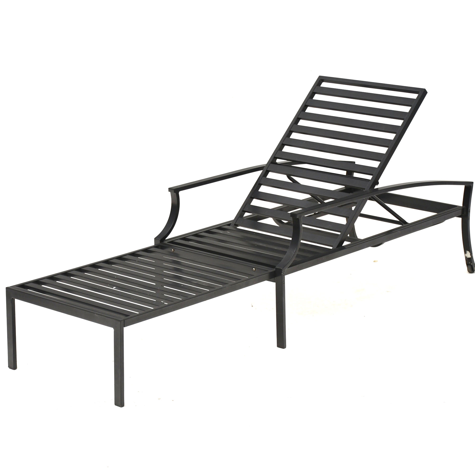 Black Metal Patio Chaise Lounge Chair
