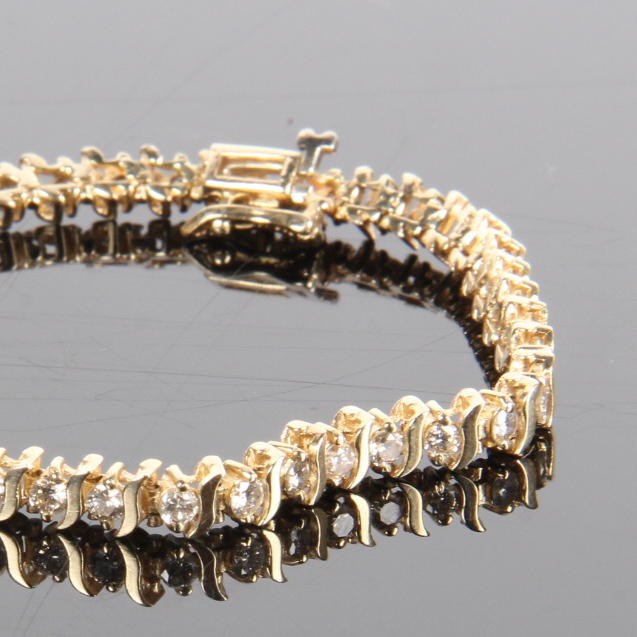 Ladies 14K Yellow Gold  3.00 CTW Diamond Tennis Bracelet