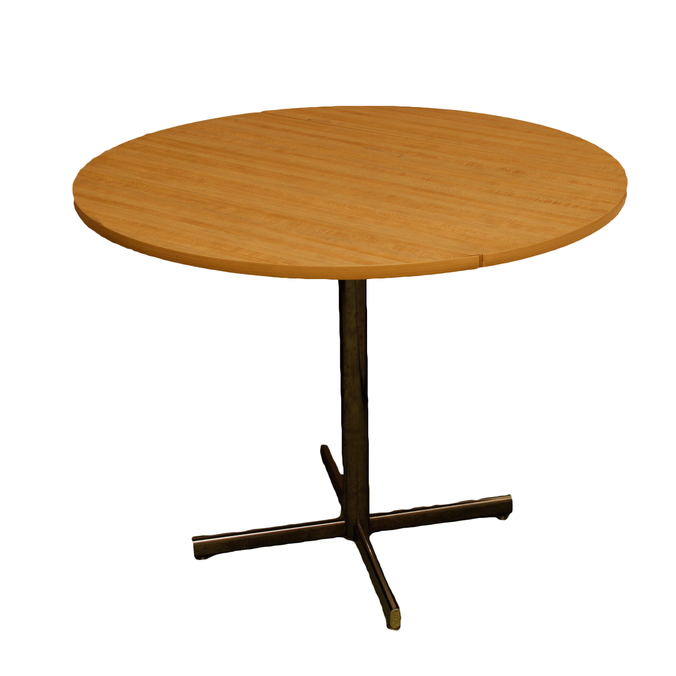Modern Faux Wood and Metal Pedestal Table