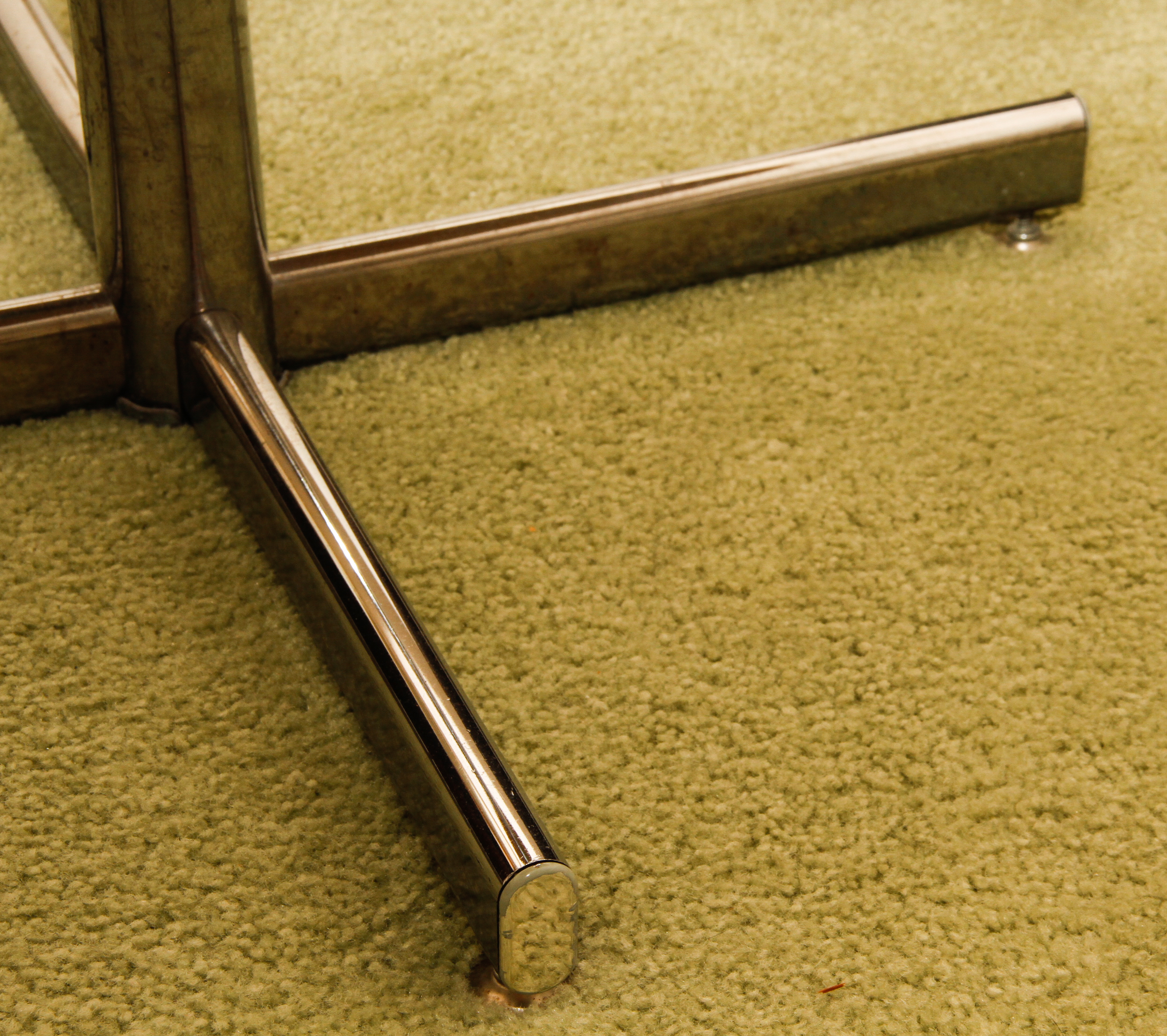 Modern Faux Wood and Metal Pedestal Table