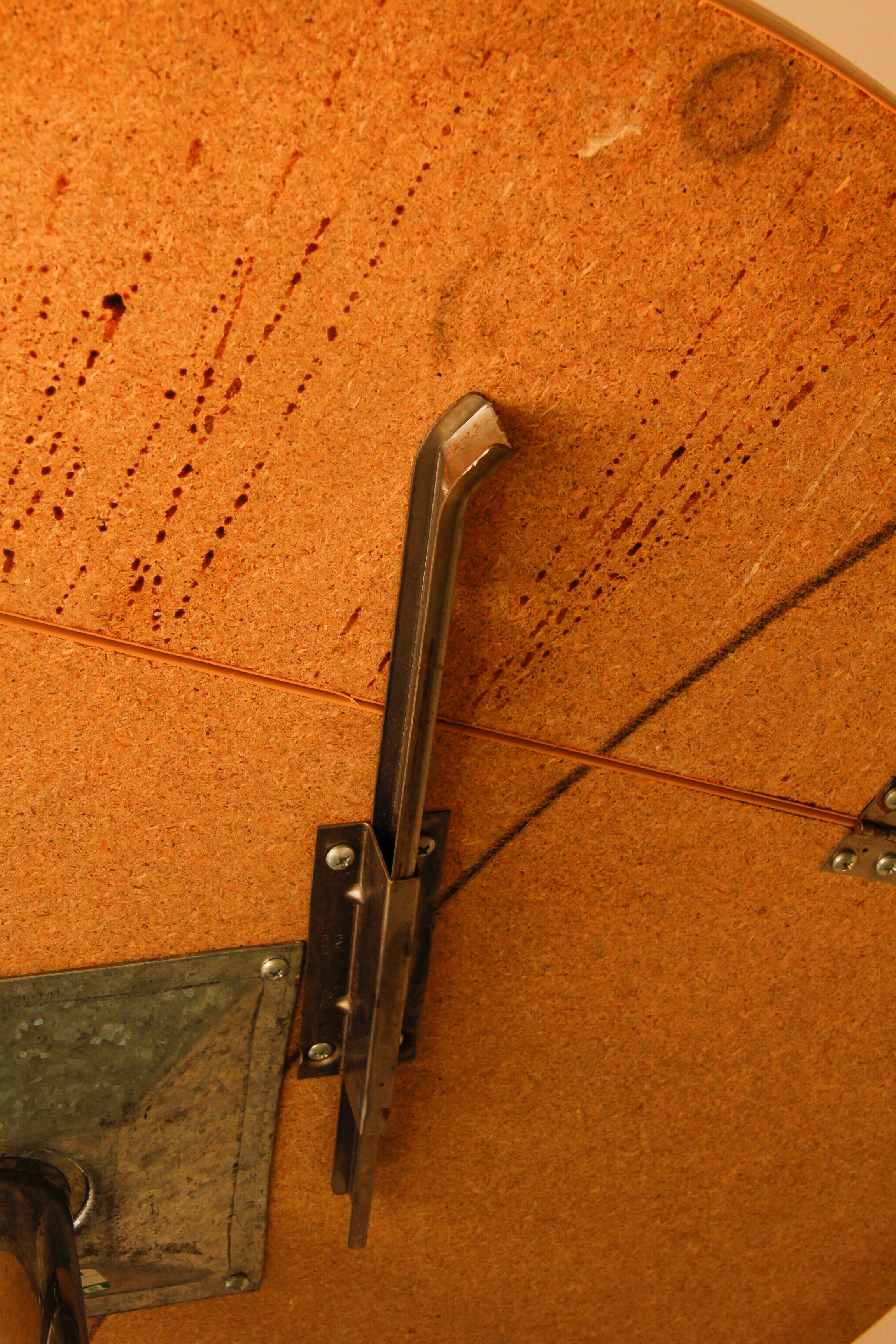 Modern Faux Wood and Metal Pedestal Table