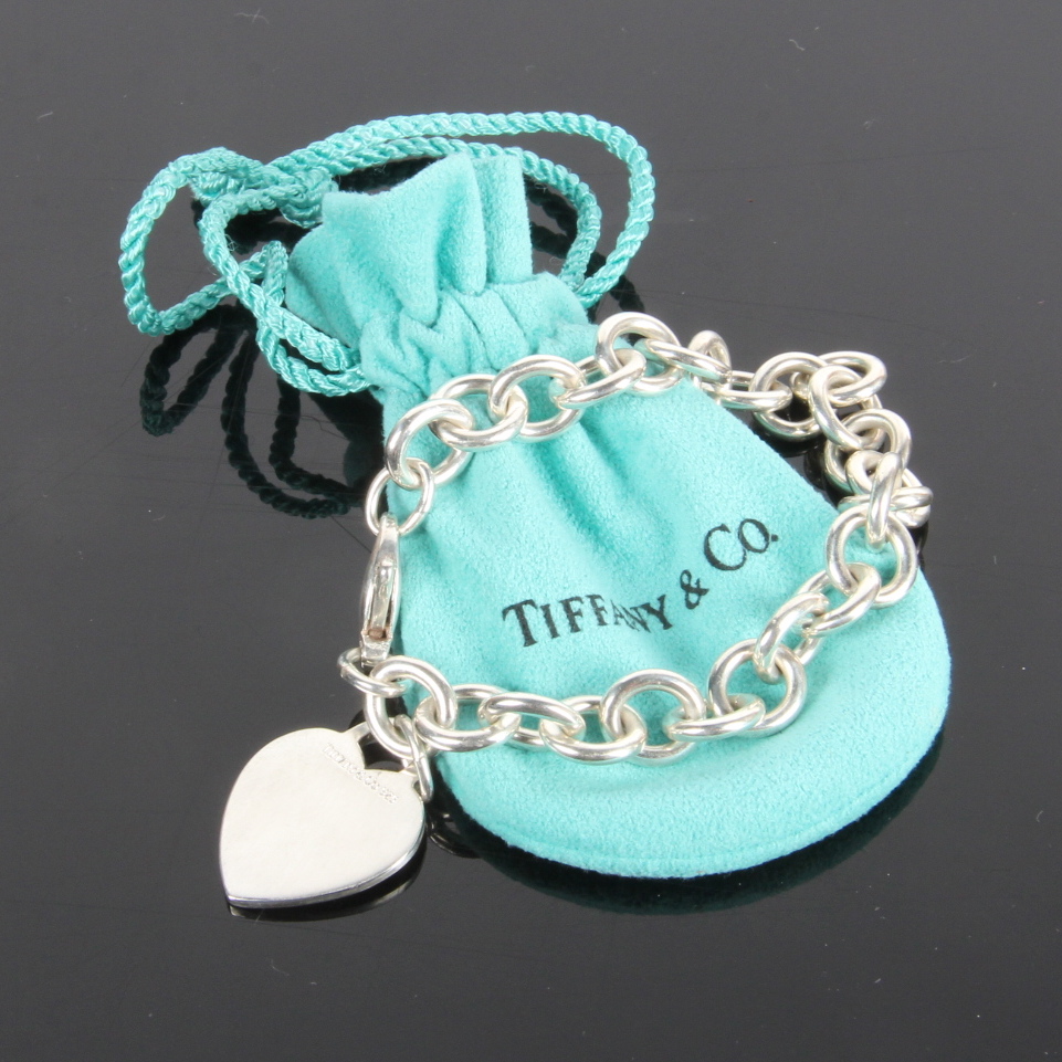 Sterling Silver Tiffany Bracelet with Heart Charm