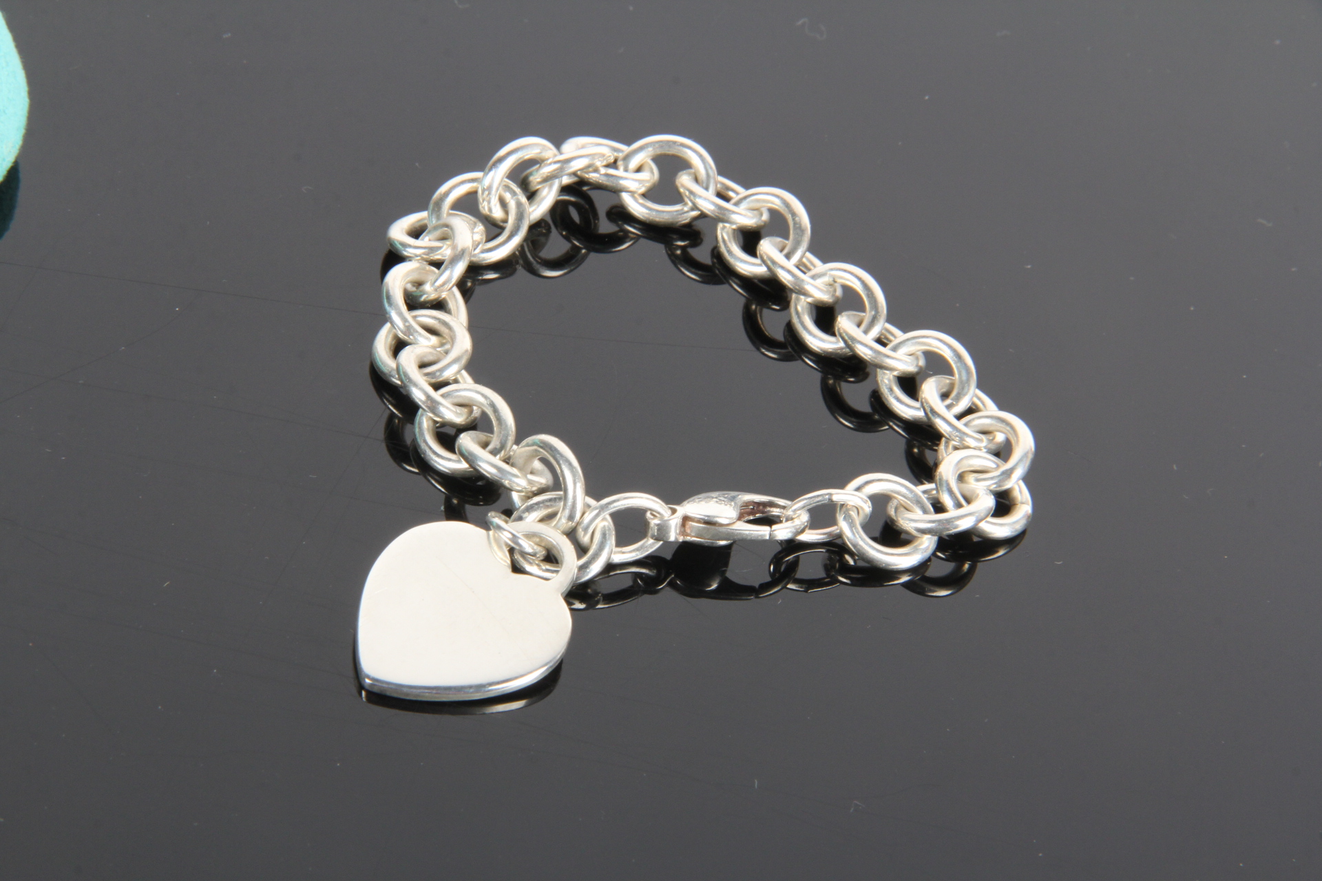 Sterling Silver Tiffany Bracelet with Heart Charm