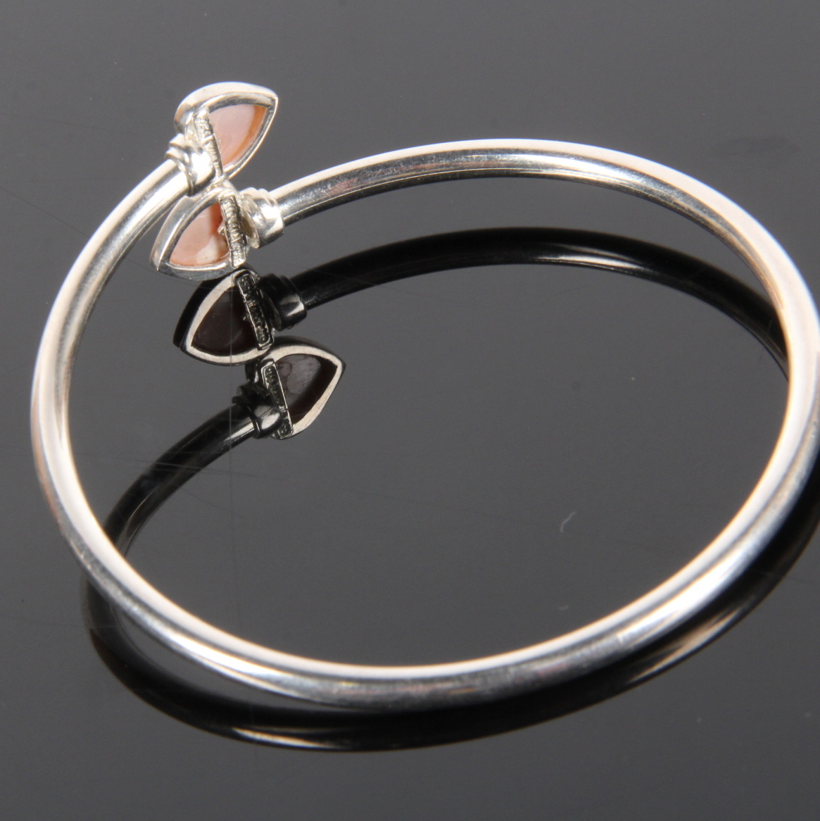 Sterling Silver Double Mother of Pearl Bangle Bracelet