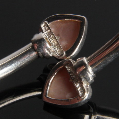 Sterling Silver Double Mother of Pearl Bangle Bracelet