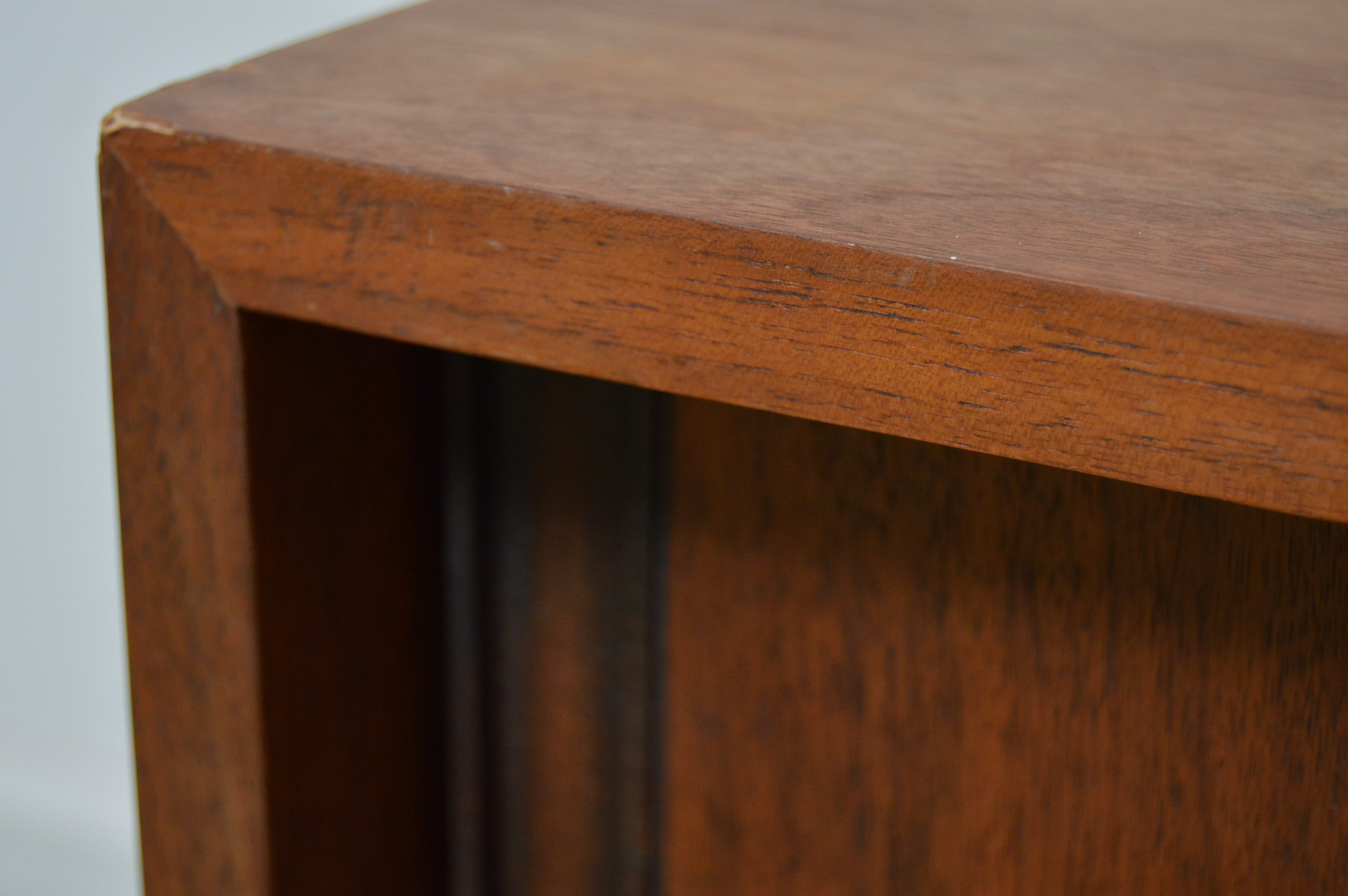 Sliding Teak Wood Wall Cabinet and Shelf