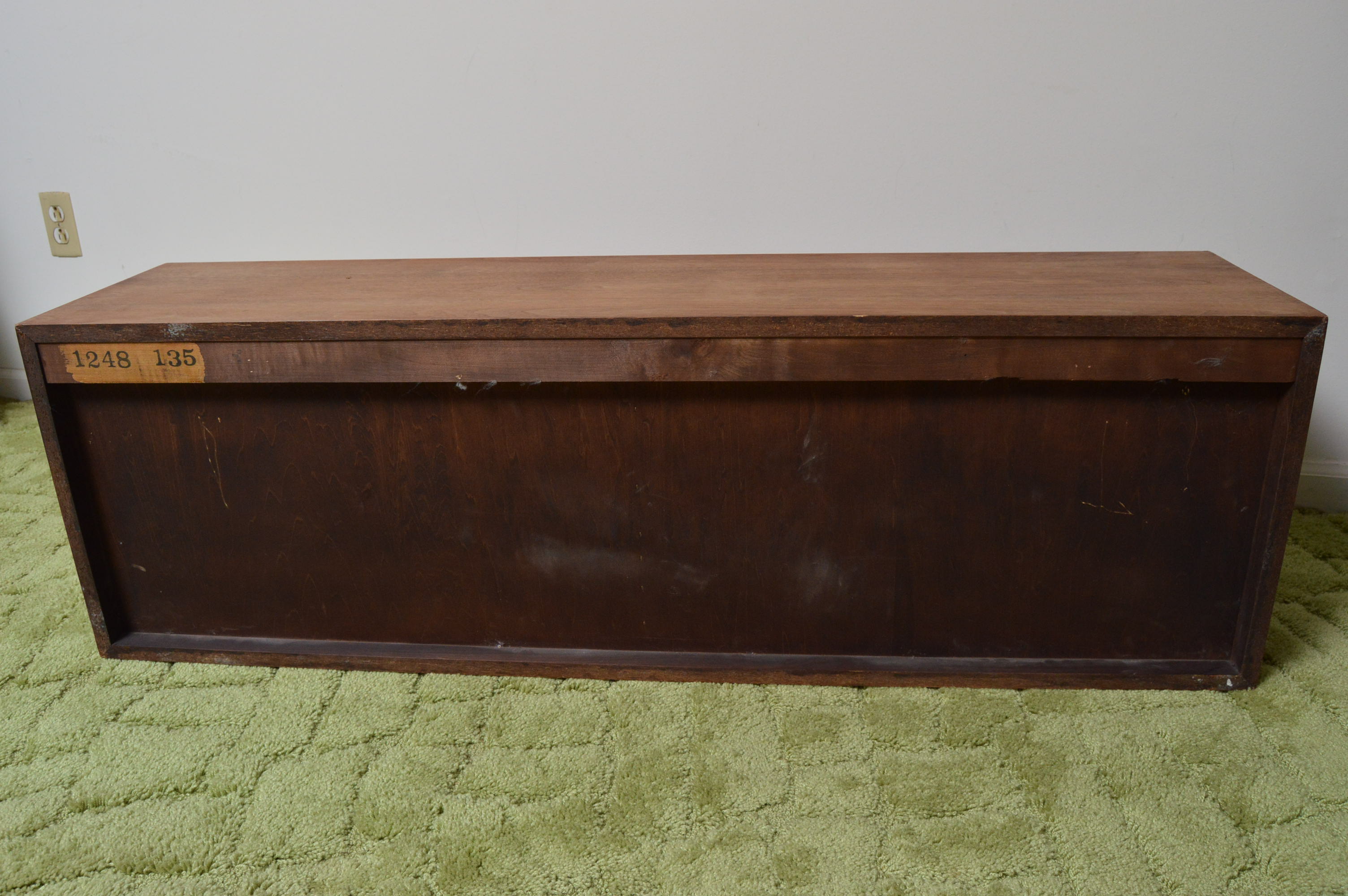 Sliding Teak Wood Wall Cabinet and Shelf