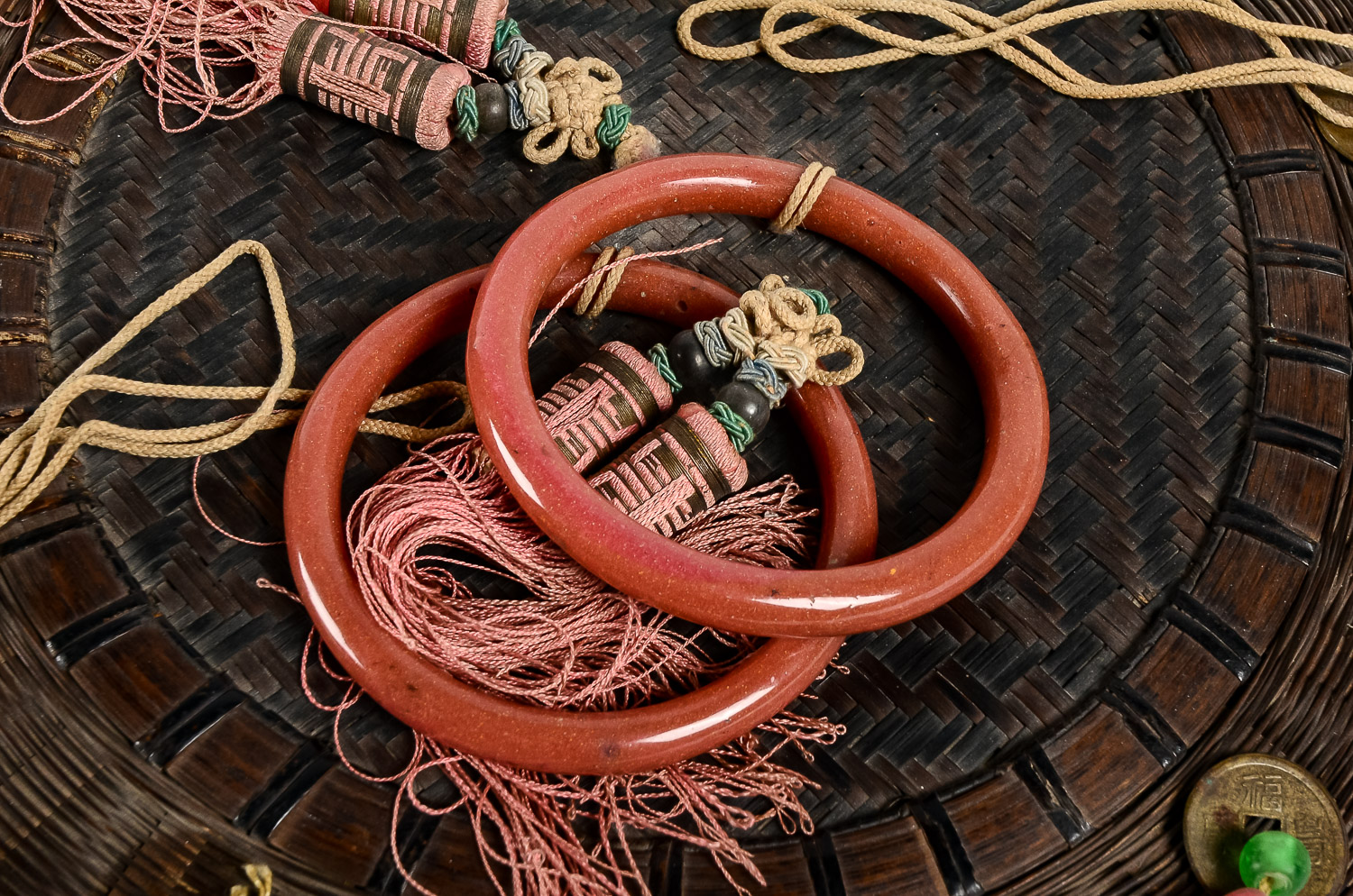 Asian Woven and Beaded Basket