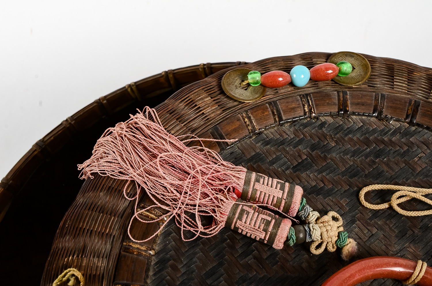 Asian Woven and Beaded Basket