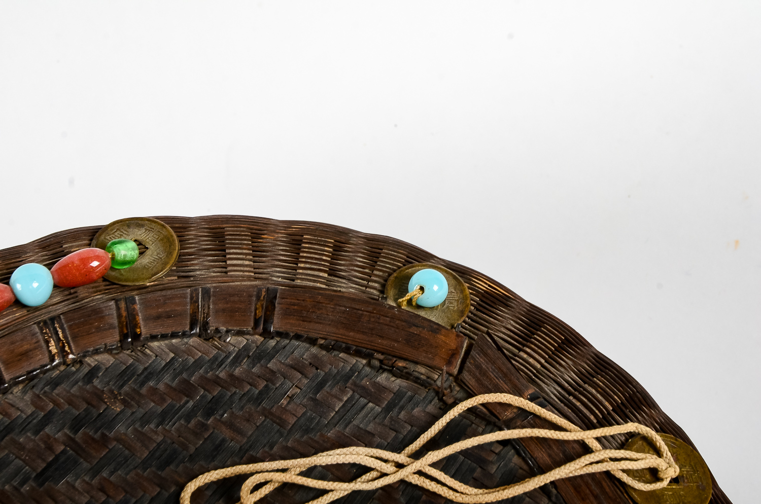 Asian Woven and Beaded Basket