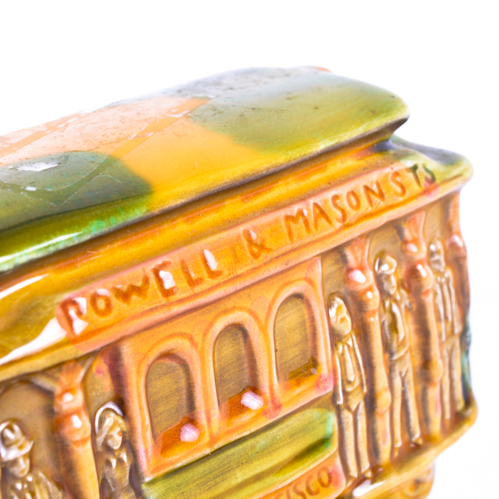 Powell & Hyde Cable Car Music Box with Glass Candlestick Holders