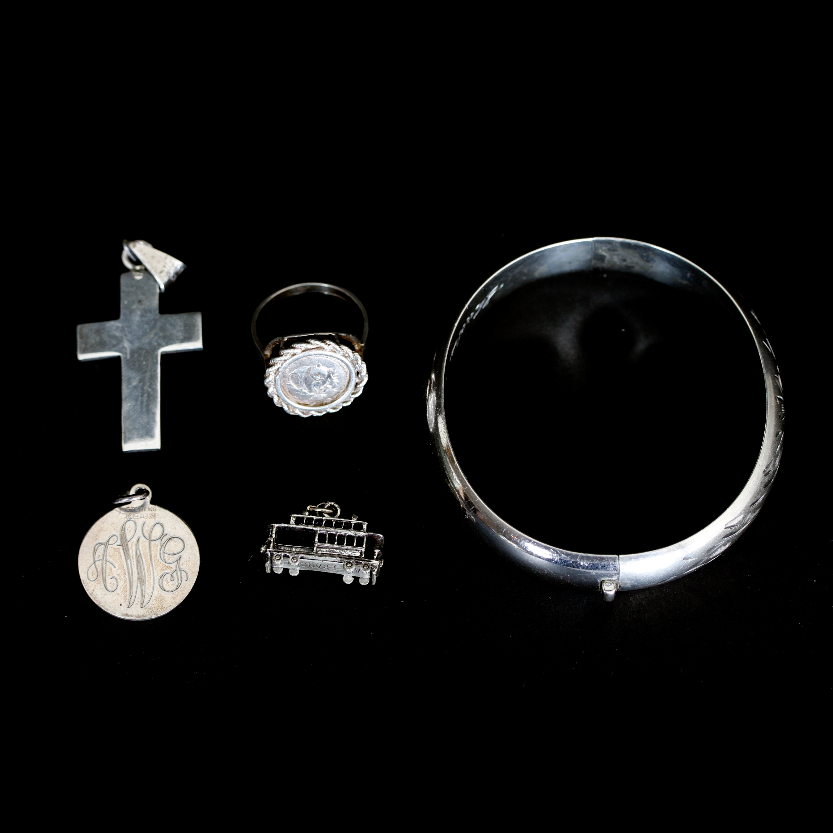 Sterling Bracelet, Ring, and Pendants