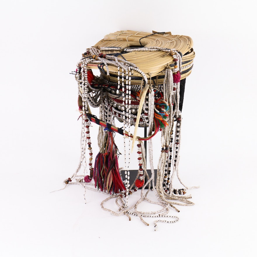 Southeast Asian Headdress with Iron Stand