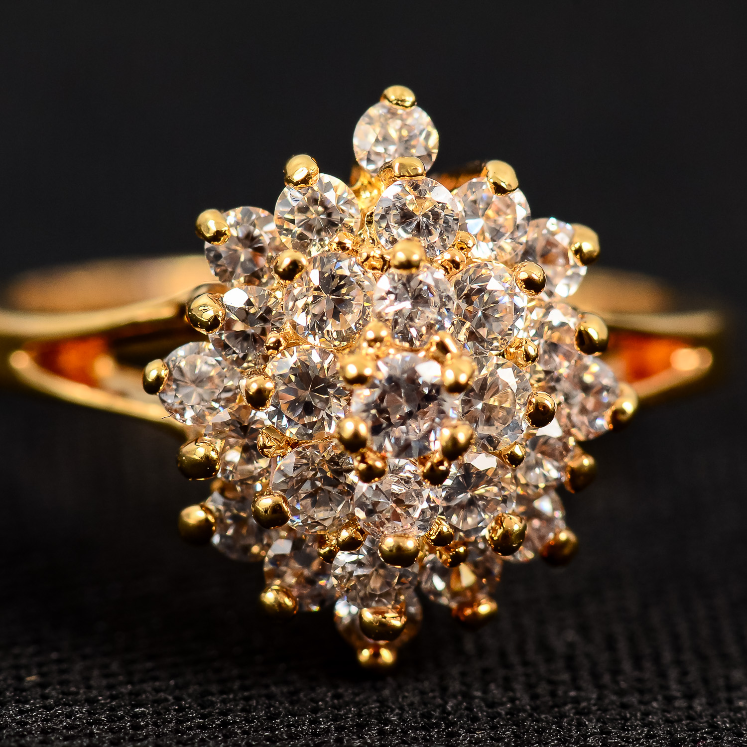 Gold-Plated Ring with Faux Diamonds
