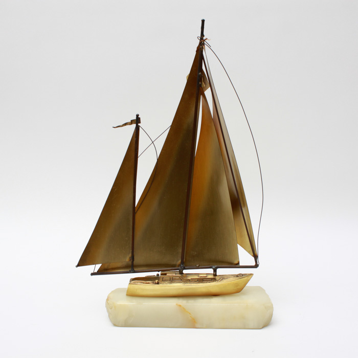 DeMott 24K Gold Plated Sailboat Sculpture