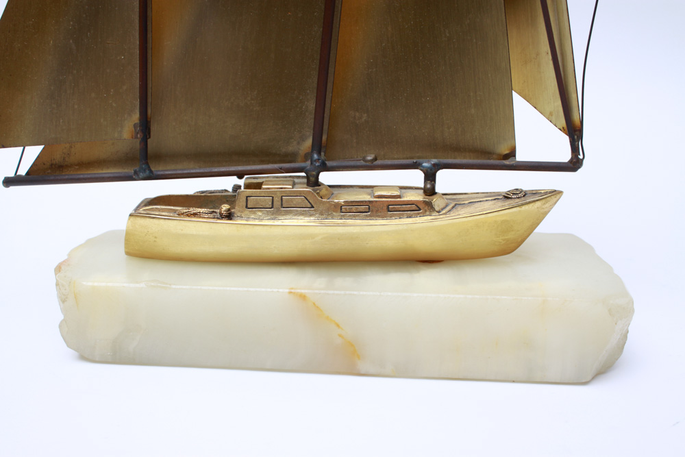 DeMott 24K Gold Plated Sailboat Sculpture