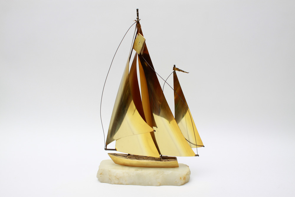 DeMott 24K Gold Plated Sailboat Sculpture
