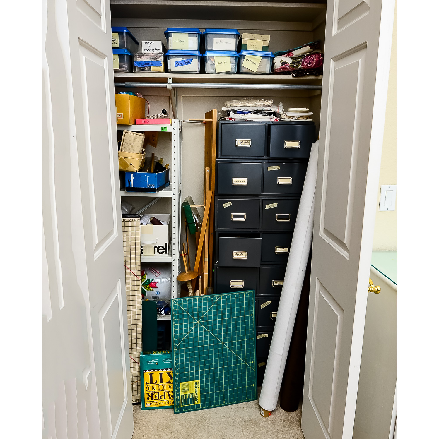 Vast Collection of Assorted Craft Supplies and Storage