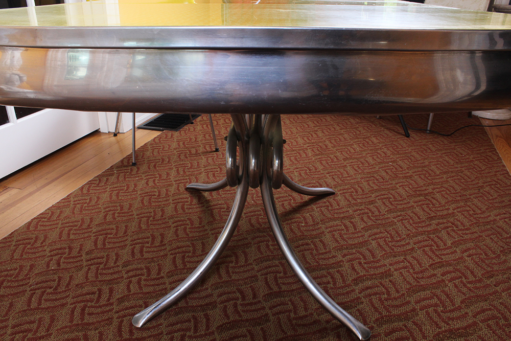 Retro 1950s Era Yellow Formica and Chrome Dining Table with Chairs