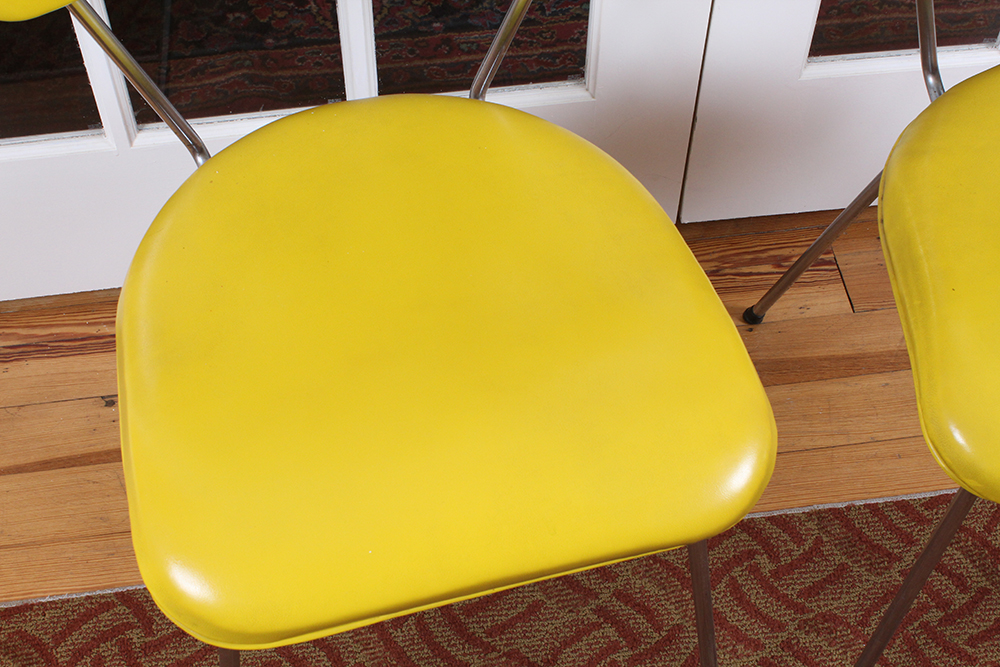 Retro 1950s Era Yellow Formica and Chrome Dining Table with Chairs